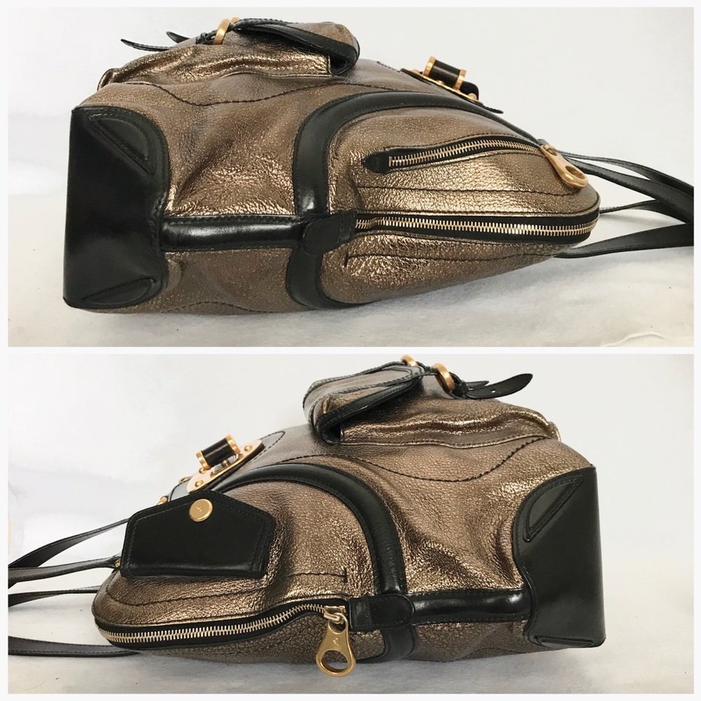 🎭 SOLD 🎭 ALEXANDER McQUEEN Bronze Flapper Tote - Picture 2 of 7